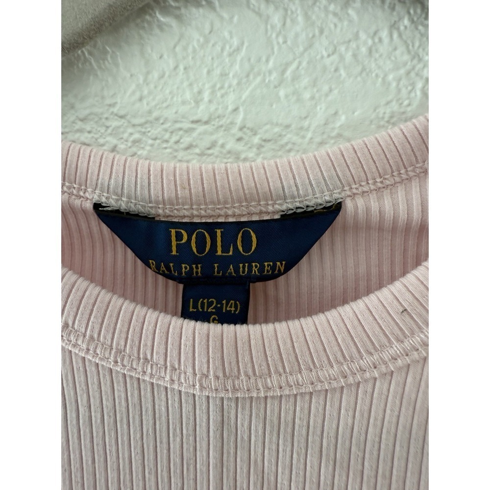 Polo Ralph Lauren Youth Girls Pink Ribbed Cotton-Blend Tank Top Size L(10-12) - Picture 7 of 8